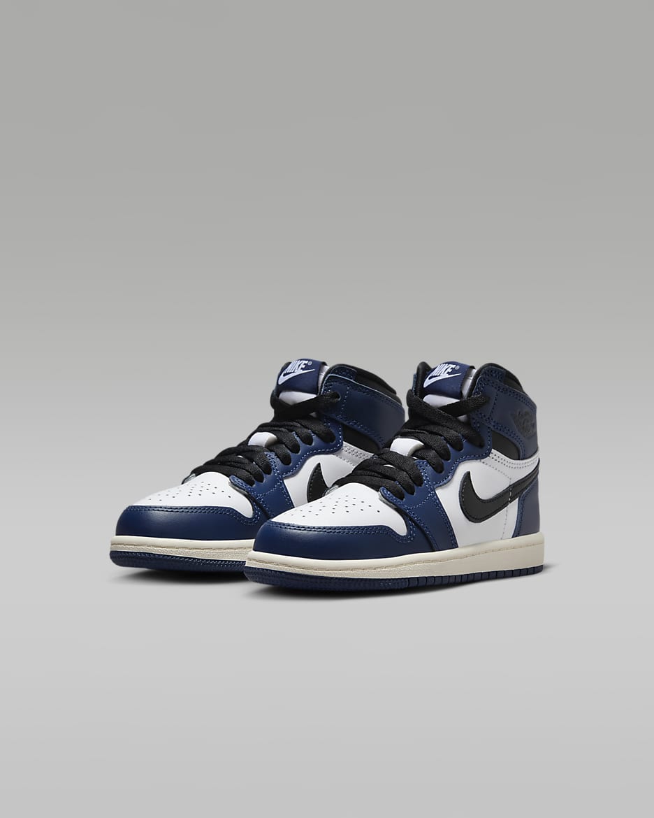 Jordan 1 Retro High OG Midnight Navy Little Kids Shoes. Nike